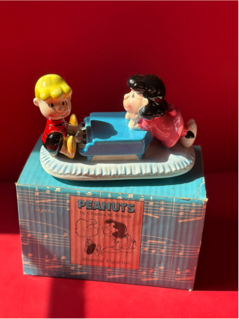 NEW IN BOX Peanuts Gang Willitts Music Box Linus Plays Piano Lucy: “Fur Elise”